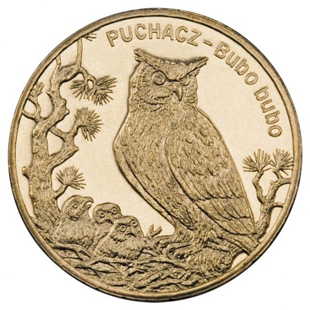 2 złote - Zwierzęta świata - Puchacz